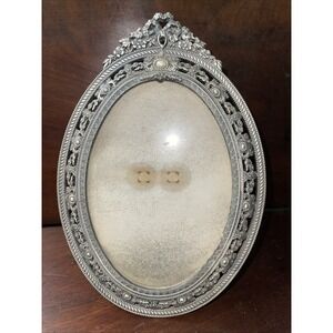 Linco Vintage Pewter Metal Frame Floral Motifs  Mother of Pearl Inlay. GOR-JUS!